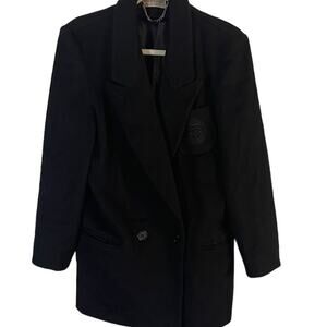 Ashley Scott Size Large Vintage USA 100% Pure Wool Black Blazer Jacket